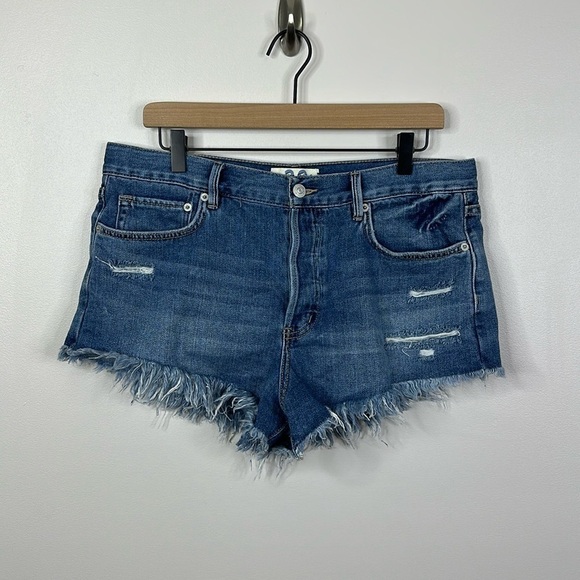 We The Free FP Loving Good Vibrations Distressed High Rise Denim Shorts Size 30 - Picture 1 of 8